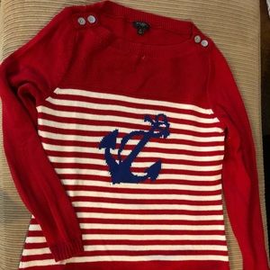 Talbots red nautical sweater